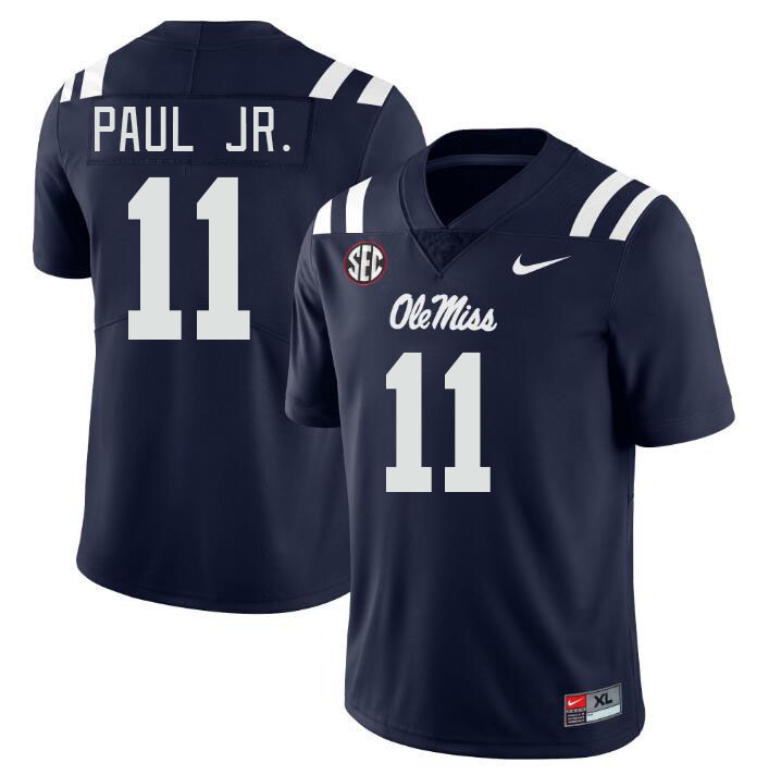 Men #11 Chris Paul Jr. Ole Miss Rebels College Football Jerseys Stitched-Navy